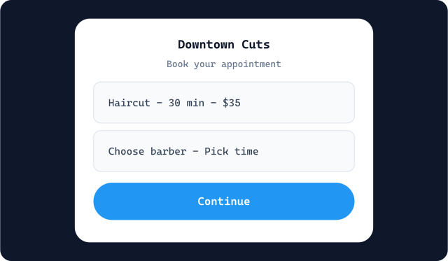 Live client booking page