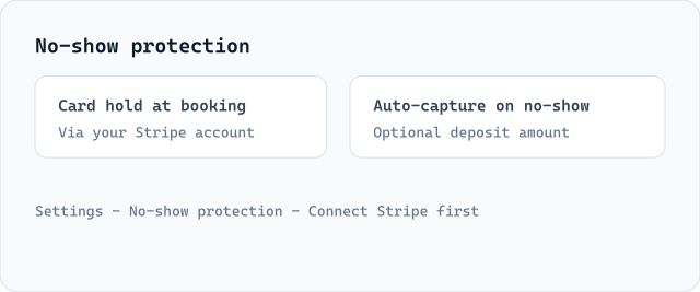 Stripe payments and no-show protection