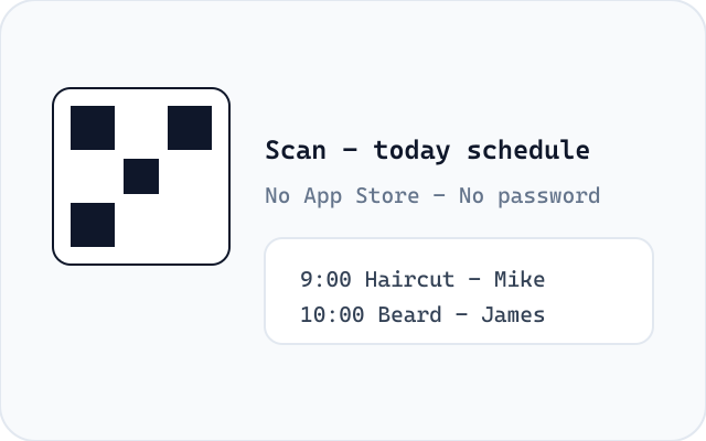 QR code login for barbers
